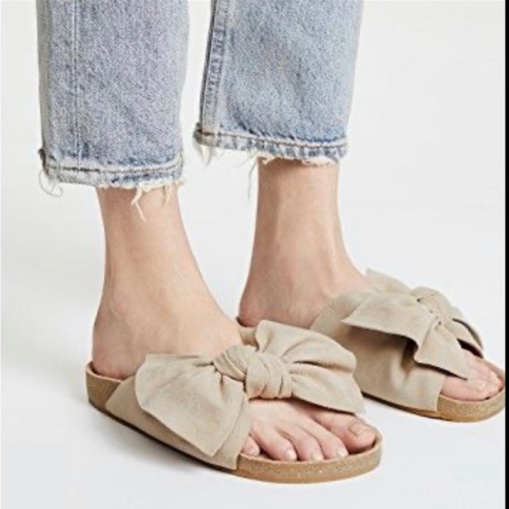 Ulla Johnson Ingrid Bow Slide in Taupe, Size 6